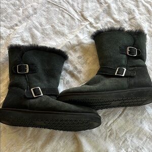 Womens Black Suede Ankle Boots